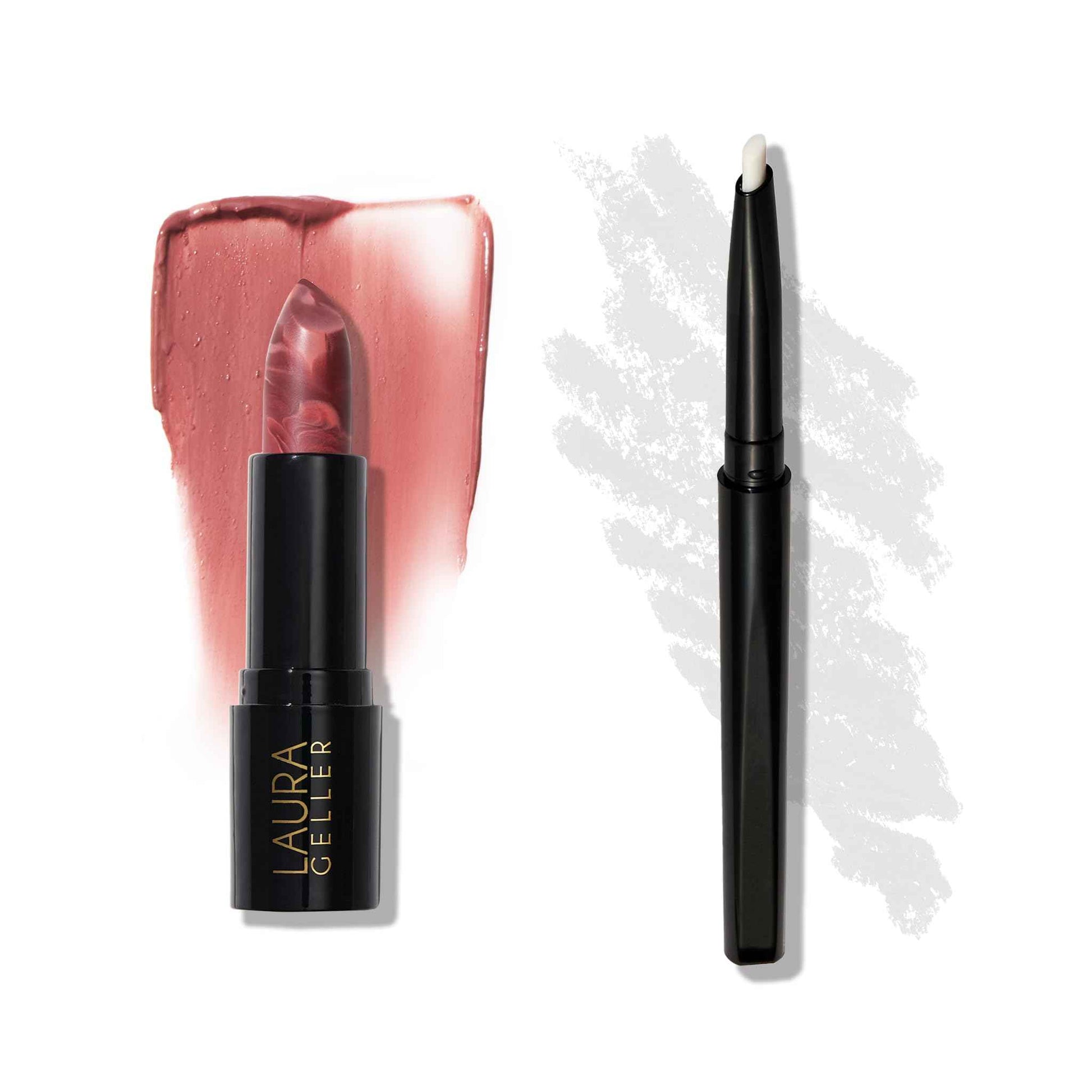 LAURA GELLER NEW YORK Italian Marble Sheer Lipstick, Honey Bun + Modern Classic Invisible Color Locking Lip Liner, Clear
