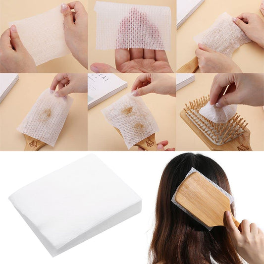 100PCS Cleaning Paper for Hair Loss Airbag Comb Cleaning Sheet Easy To Clean Hair Brush Net Pet Comb Comfortable Cotton Cleaning Comb Cleaning Tablets
