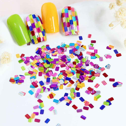 12 Colors 3D Nail Laser Square Sequins Holographic Manicure Charms Glitter Nail Art Paillettes Sparkle Decoration for Women Girls