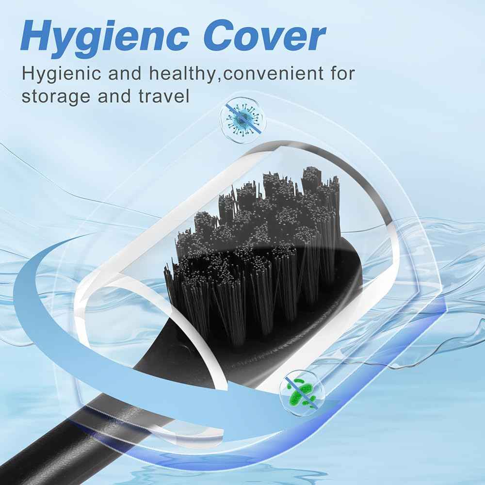 6 Pcs Replacement Toothbrush Heads for Curaprox Hydrosonic Electric Toothbrush Adults with Dust Cover, Black