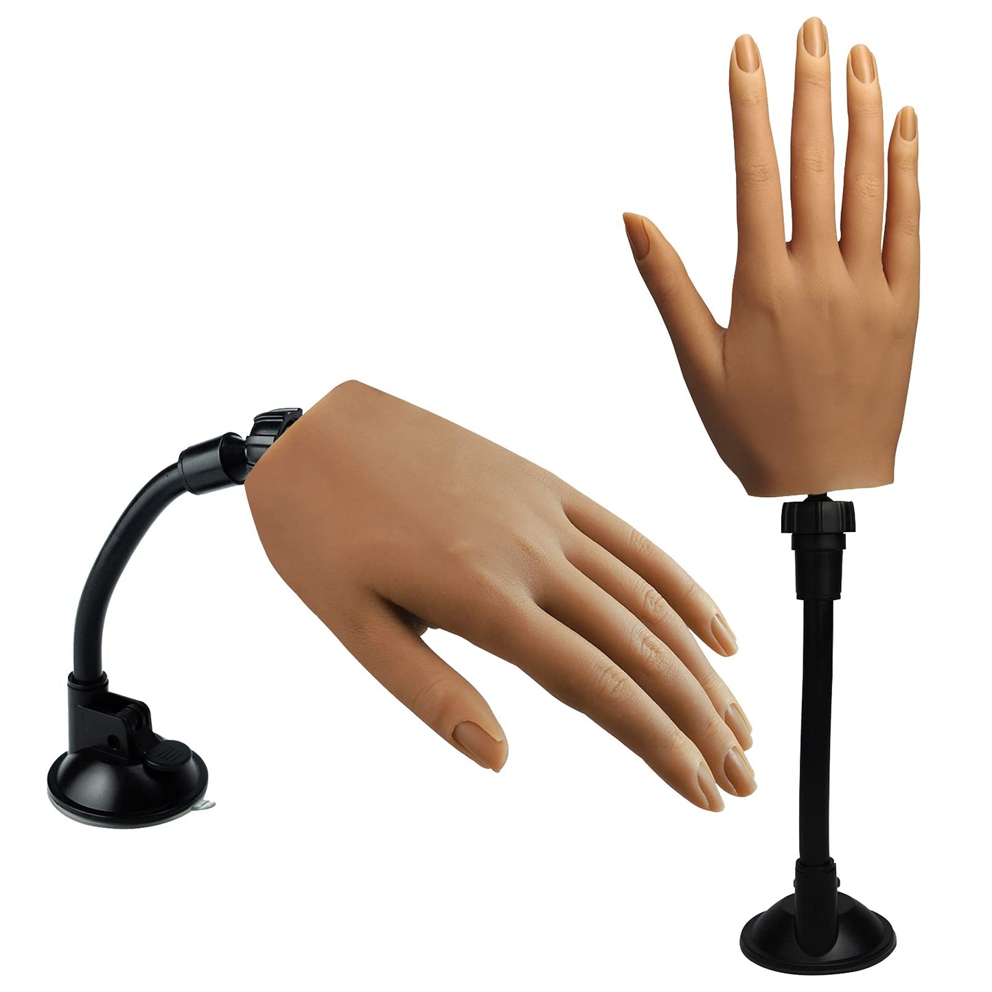 Silicone Practice Hand for Acrylic Nails, Flexible Bendable Female Mannequin Life Size Practice Hand with Stand for Nails Practice Nail Art Tools (3#-Right hand)