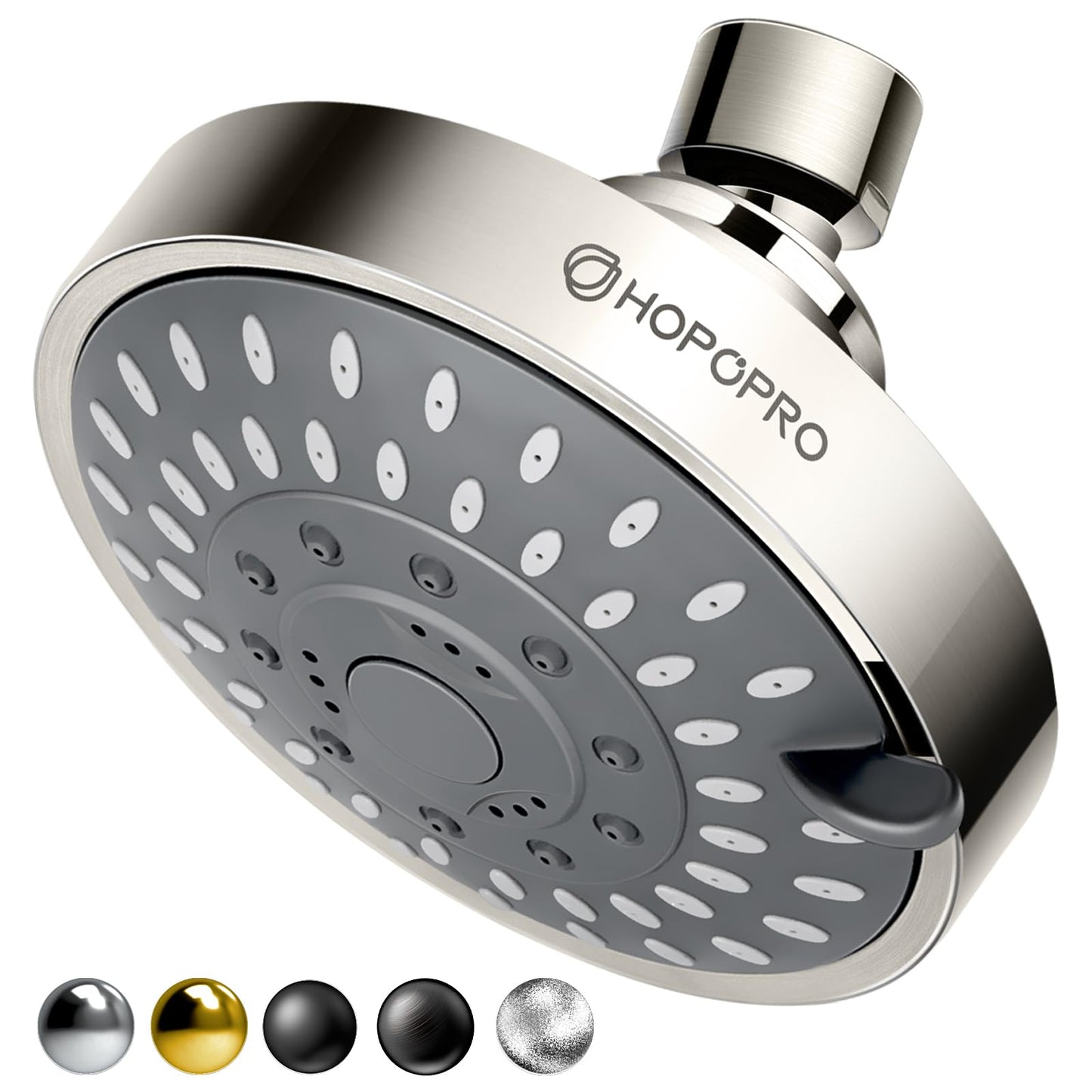 HOPOPRO 5-Mode High Pressure Shower Head - Consumer Reports, The Washington Post, NBC News, TODAY TV Show Recommended - High Flow Fixed Showerheads Bathroom Rain Showerhead (4 Inch Brushed Nickel)