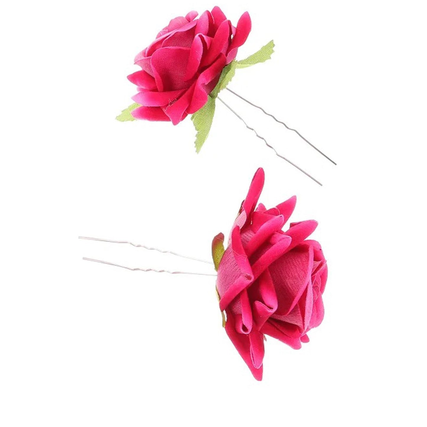 SUNTRADE 4 Pieces Women Rose Hairpin, Bridal Rose Brooch Hair Clip Wedding Floral Clips for Woman Girl Party Wedding (Red)