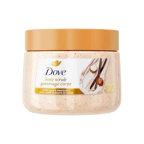 Dove Vanilla Sugar & Shea Butter Body Scrub Exfoliates and Deeply Nourishes for Smooth, Radiant Skin 15 oz