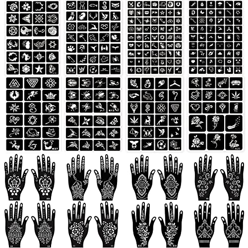 276+ Henna Tattoo Stencils, 24 Sheets, Reusable PVC