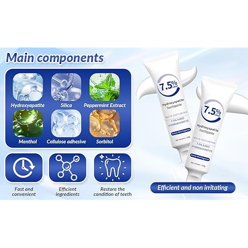 HydroxyapatiteToothpastes,7.5% hydroxyapatite Toothpaste,for Enamel Protection and Tooth Strengthening, Gentle Mint, Fresh Breath, Daily Use for Oral Health£¨2pcs£©