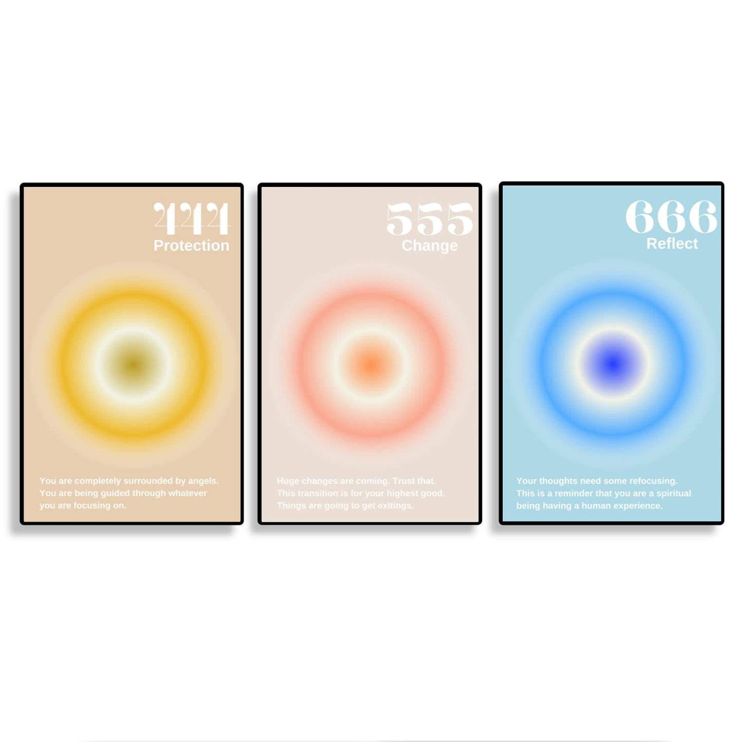 Gradient Aura Angel Numbers Poster Sets for Room Aesthetic Inspirational Quotes Wall Art Paintings Abstract Minimalist Room Wall Decor - 11x17in LAMINATED - No Frame (Angel Numbers 444, 555, 666)