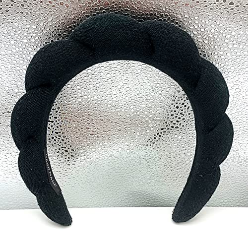 BLAISTER Skincare Headband for Women, Spa Headband, Makeup Headband for Washing Face, Soft Towel Headband for Facial Mask, Cute Hairband for Shower (Black)