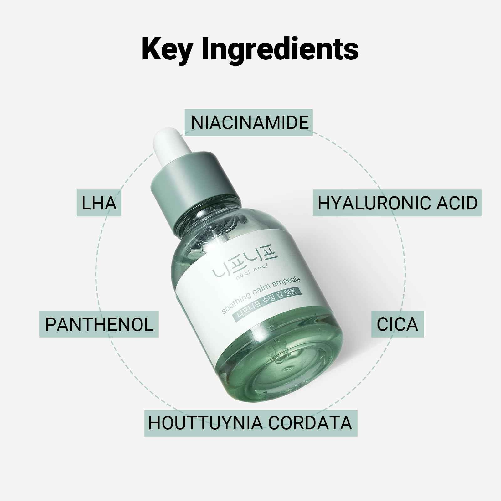 NEAF NEAF Soothing Calm Ampoule with Niacinamide, Spot Care Hyaluronic Acid, Non-Greasy, CICA Healing and Gentle Formula (30ml /1.01 oz) Radiant Serum, Korean Skincare