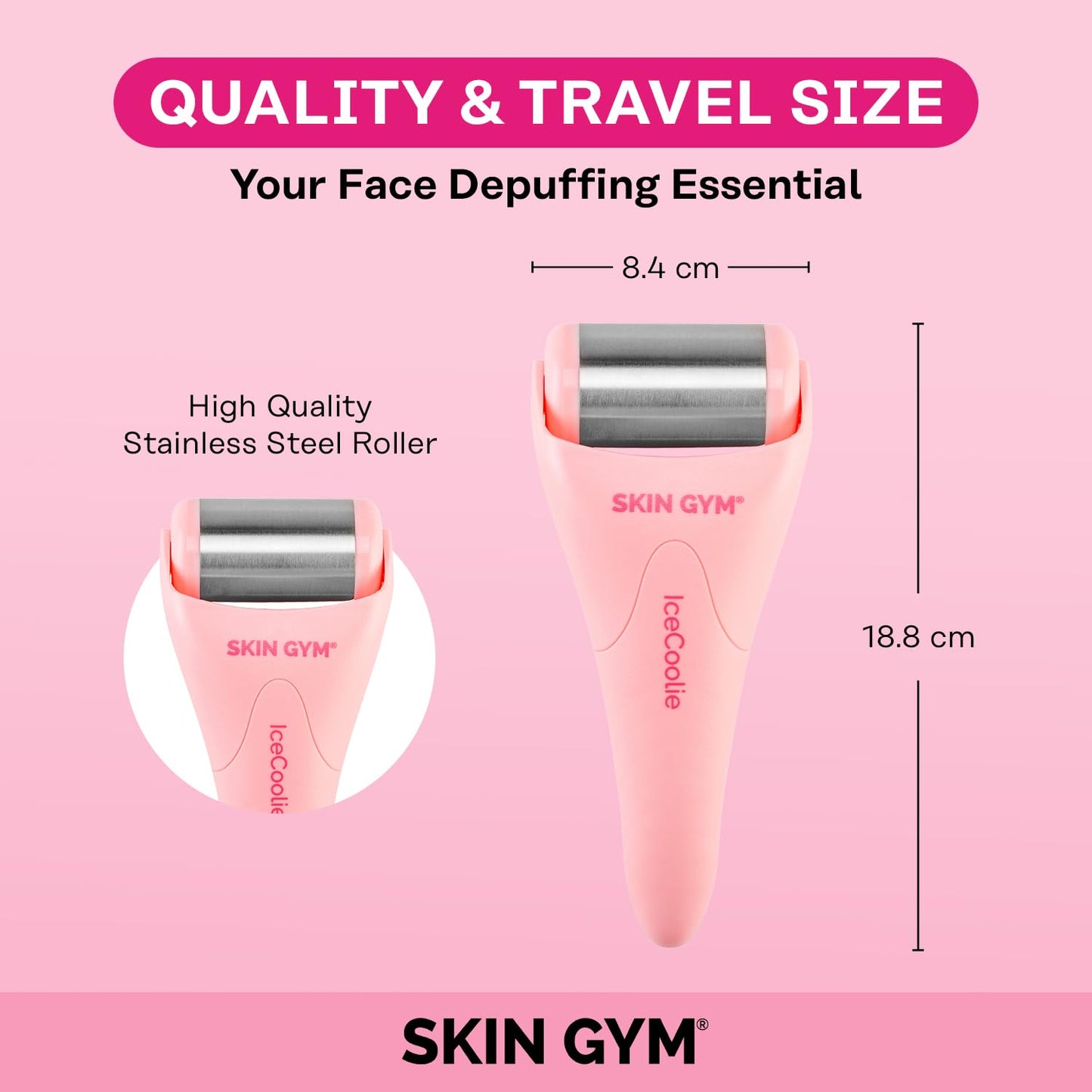 SKIN GYM IceCool Ice Roller for Face - Anti Aging Ice Face Roller & Eye Roller for Eye Puffiness Relief, Travel Size Face Roller Skin Care & Face Ice Roller, Light Facial Ice Roller & Face Depuffer