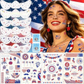 4th of July Glow in Dark Face Tattoos - Patriotic Temporary Tattoos