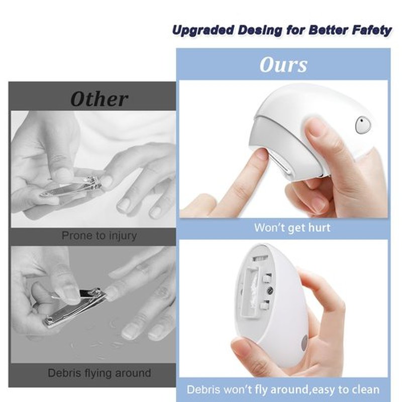 Electric Nail Clipper, Upgraded Toe Nail Clippers with Nail Scraps Storage, 2 Speeds, Magnetic Cover, Type-C Rechargeable, Safety Electric Nail File for Thick Toenails, Adult, Seniors, Men, Baby, Kids