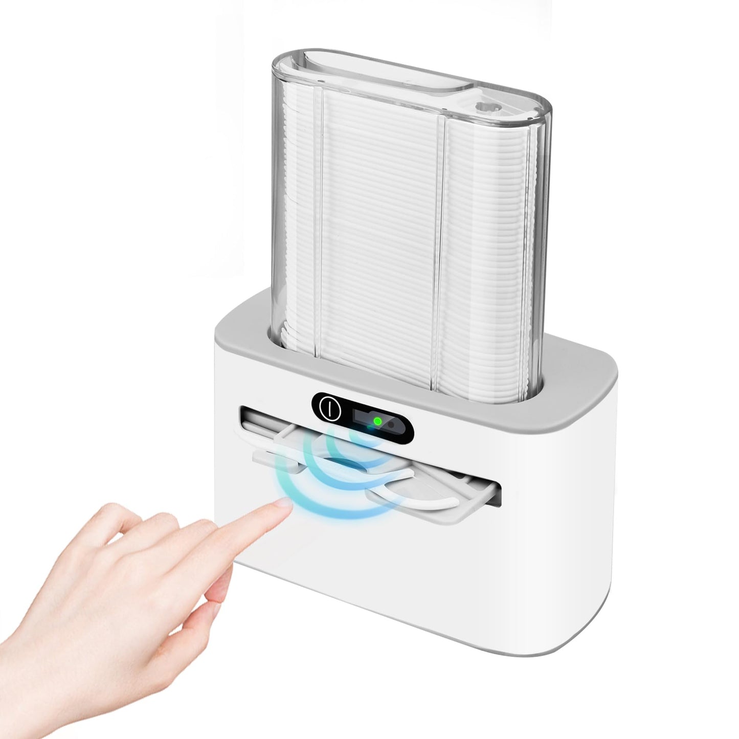 Smart Touchless Floss Pick Dispenser with Sensor - Refillable and Rechargable with 2 Cartridges (100 Picks) - Innovative and Hygienic Floss Pick Holder (Light Gray)