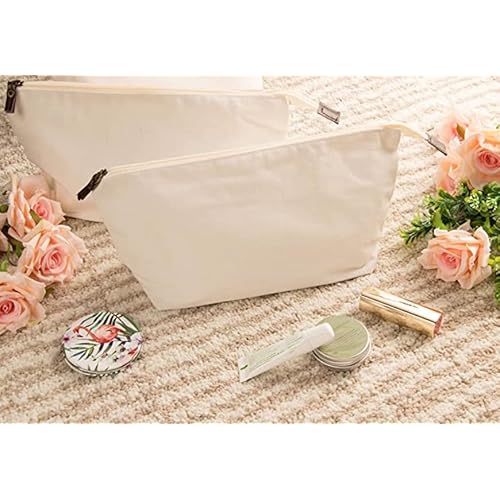 Juvale Canvas Makeup Bag - 6 Pack, 11.75 x 5.5 In, White Cotton - Travel Cosmetic & Toiletry Pouches with Zipper - Blank DIY Canvas Pouches for Crafting & Bridesmaid Gifts