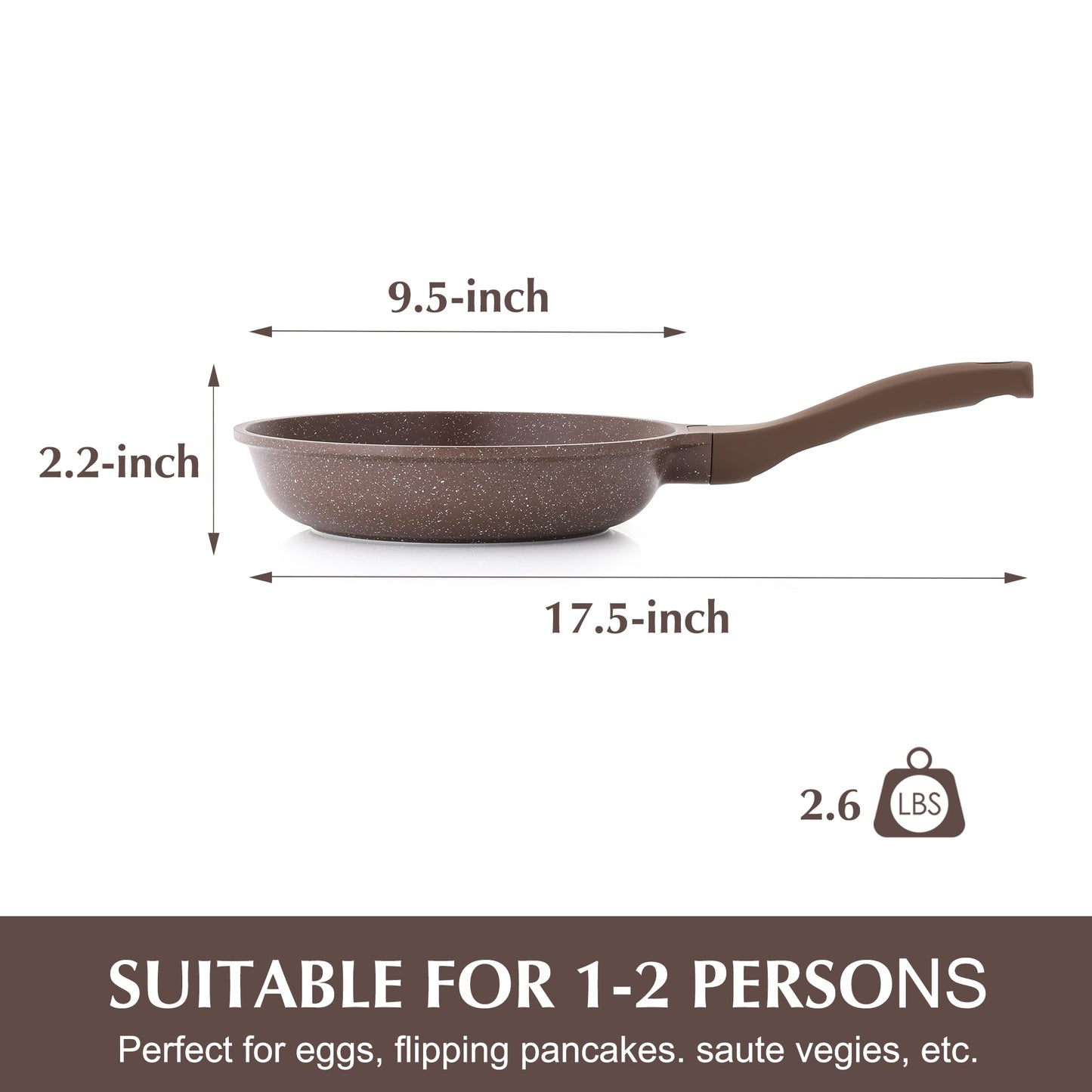 SENSARTE Nonstick Frying Pan Skillet, Granite Coating Omelette Pan, Healthy Stone Cookware Chef's Pan PFOA Free, Toffee Brown (9.5 Inch)