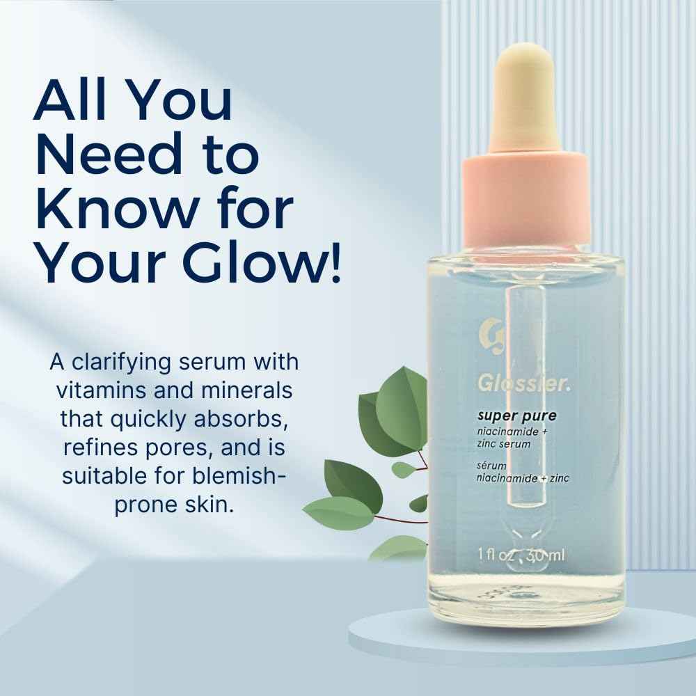 Glossier Super Pure Clarifying Face Serum with Niacinamide + Zinc 1 Fl oz / 30 mL