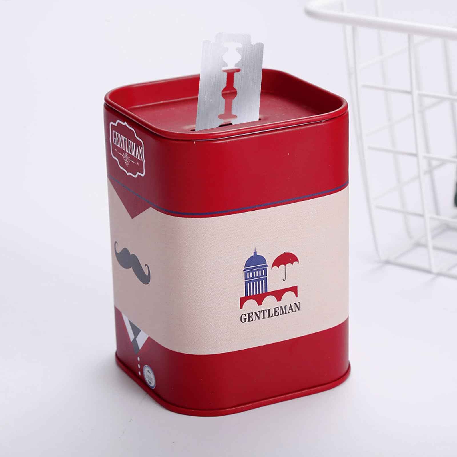 Razor Blade Disposal Case, Safety Razor Bank Container for Used Razor Storage, Red