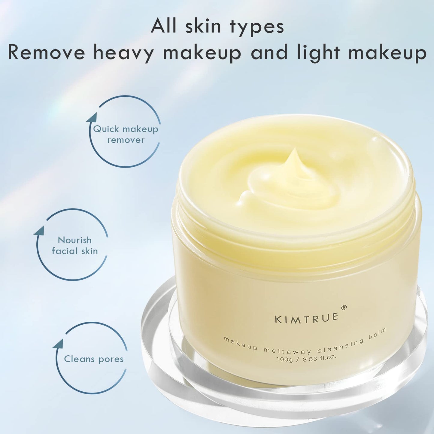 Kimtrue Meltaway Cleansing Balm: 2-in-1 Instant Makeup Remover & Skin Enhancer | Rich in Bilberry & Moringa | Eco-Friendly, for All Skin Types | 100g/3.53 Oz, 12M+ Sold Globally