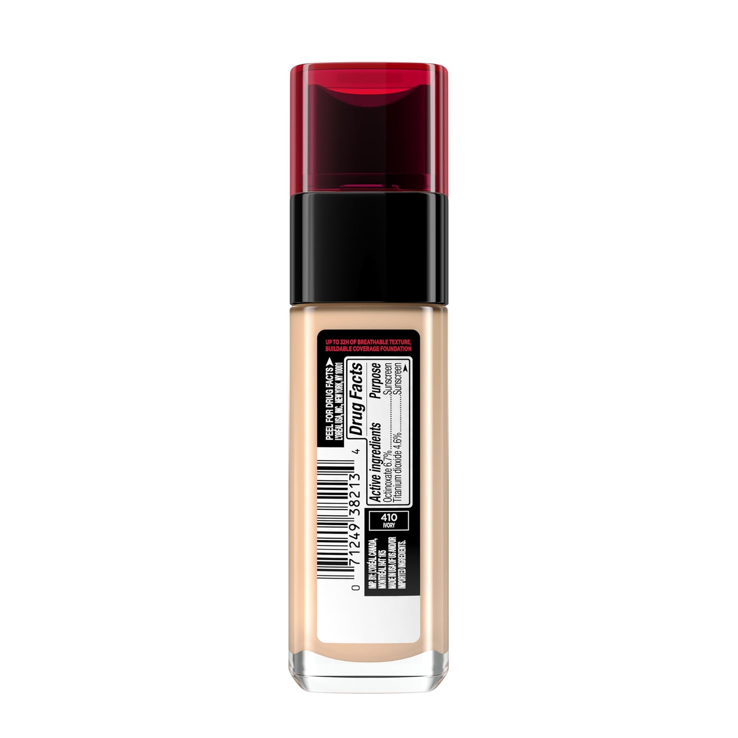 L'Oreal Paris Makeup Infallible Up to 32 Hour Fresh Wear Lightweight Foundation, 410 Ivory, 1 Fl Oz, Packaging May Vary