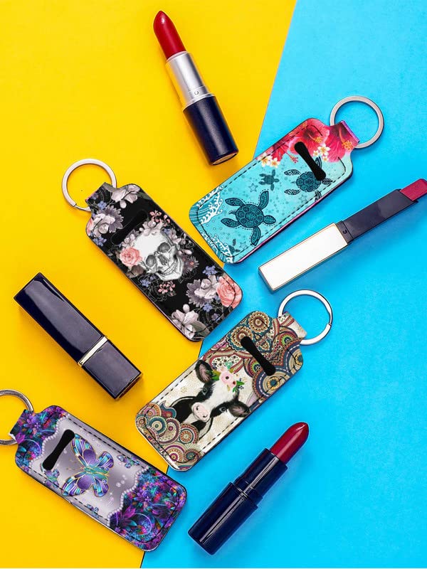 Fashion Women Lipstick Balm Holder with Metal Key Ring