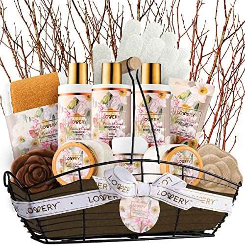 Christmas Gifts, Bath and Body Gift Set for Women and Men, Vanilla Coconut Birthday Gift Basket, 13pc Spa Gift Set, Gifts for Mom, Gift Sets for Women - Bath Bomb, Body Lotion, Bubble Bath & More