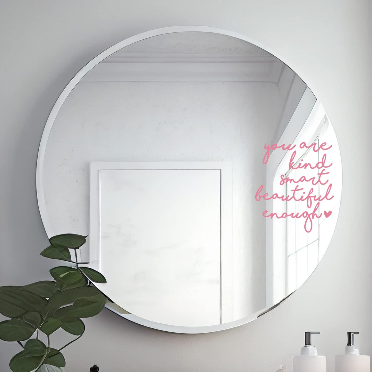 2x Mirror Decal Vinyl, Car Mirror Decal, Mirror Sticker, Positive Affirmation Decal, Affirmation Stickers for Mirror, for Kids, for Teens, Bathroom Decal, Affirmation Stickers, Set of 2 (Pink)