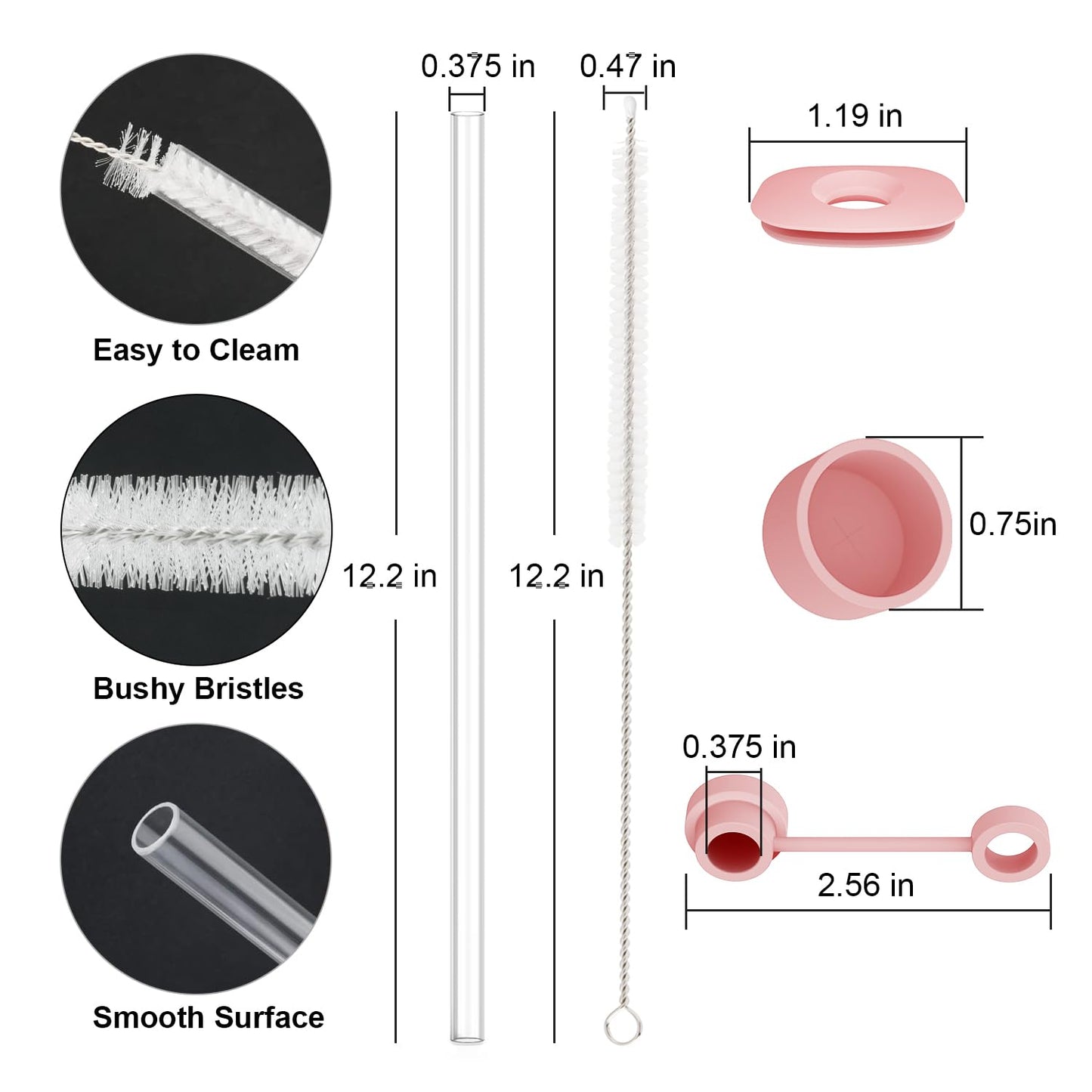 Replacement Straw Cover Spill Stopper Accessories for Stanley Cup 40 oz 30 oz Quencher, Tumbler Accessories of 6 Clear Straw with Cleaning Brush, 2 Silicone Cover Cap, 4 Leak Sproof Plug for Stanley