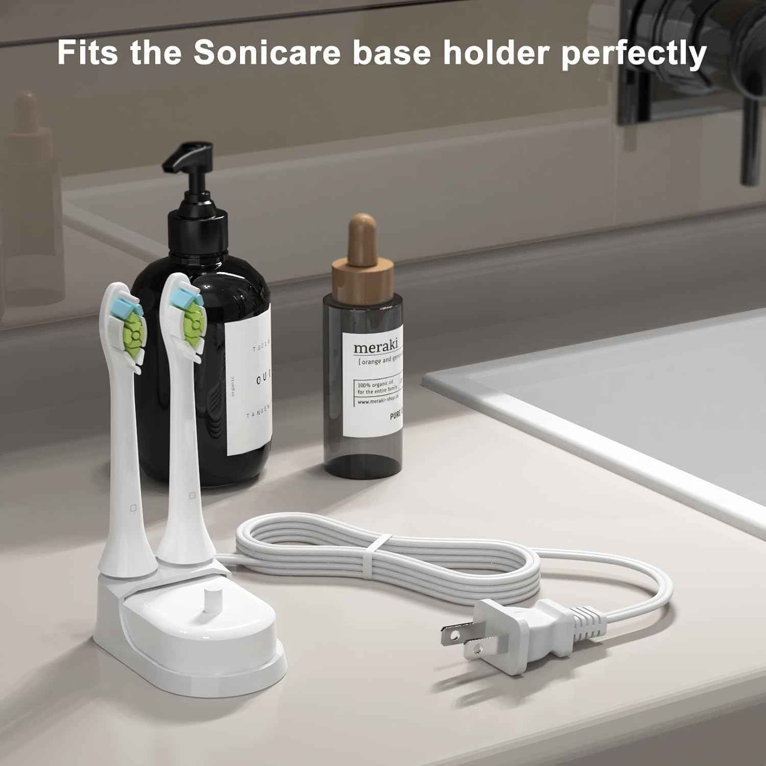 BENSN Charger Base Compatible with Philips Sonicare Electric Toothbrush 4100 5300 5100 1100 2100 3100 6500 7500, 3000 4000 5000 6000 8000 9000 Series, Waterproof Power Cord