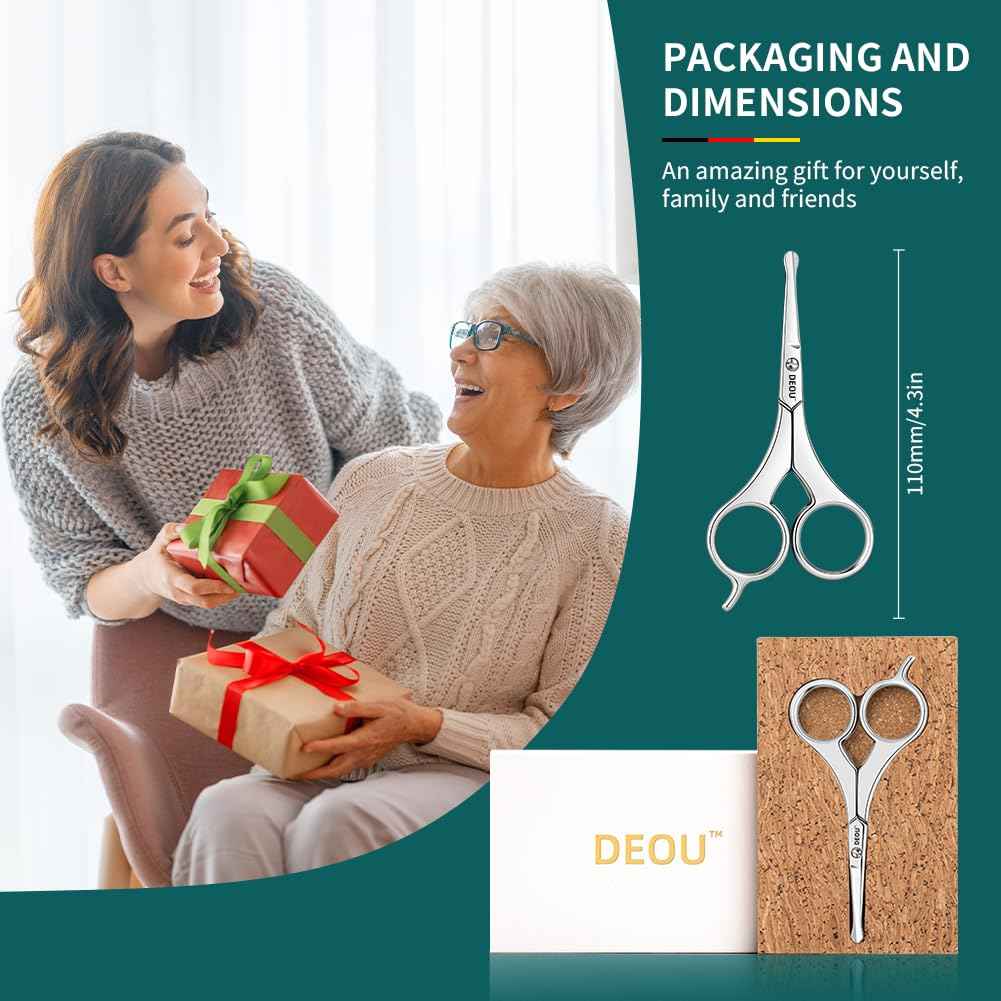 DEOU Nose Hair Trimmer - Paris Tower - Inspired Design with Tail Handle - Premium Stainless Steel - All - in - One Grooming & Multipurpose Shears - Safe, Hygienic & Portable