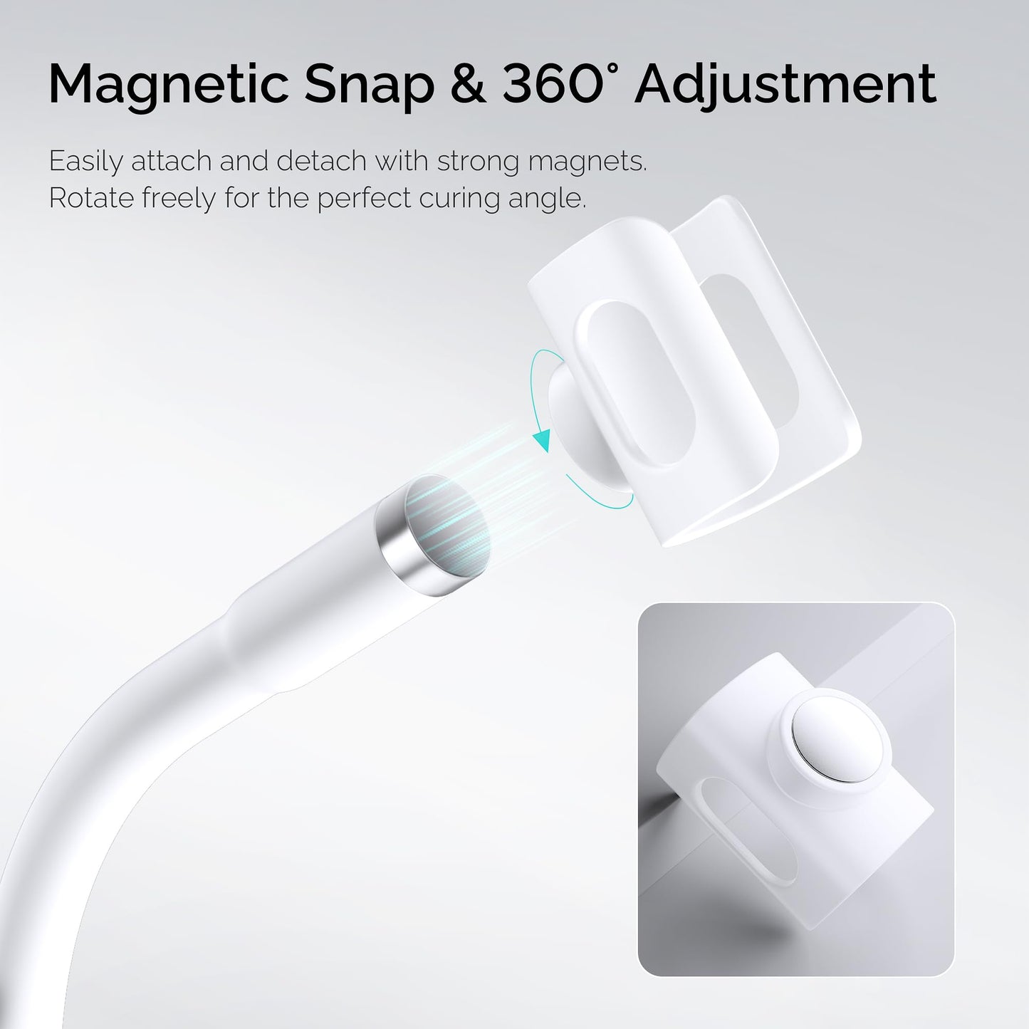 L'UGX Magnetic Handheld uv Light for Gel Nails Stand – 360° Rotating Iron Base Holder, Strong Magnetic Mount for Gel Nail Dryer Pen,Detachable Support for Manicure Table or Salon Use