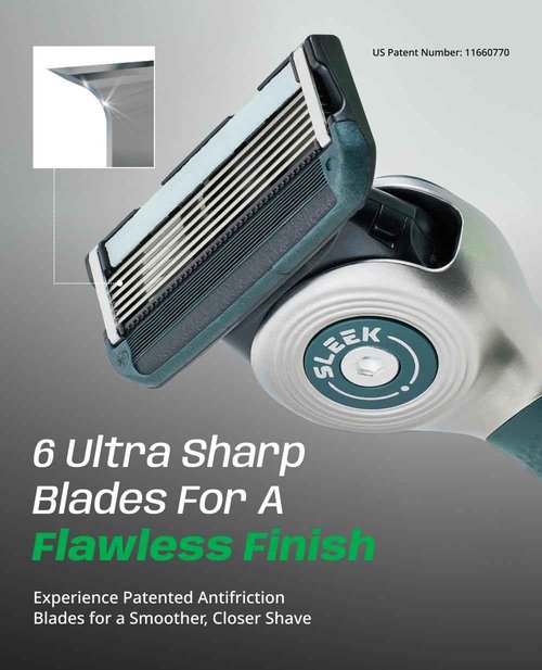 DORCO SLEEK - Six Blade Razor System with Multi-Flex technology Refill Set, Precision Shaving Razor Replacement Cartridge (12 pack)