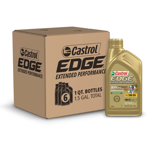 Castrol Edge Extended Performance 5W-30 Advanced Full Synthetic Motor Oil, 1 Quart, Pack of 6