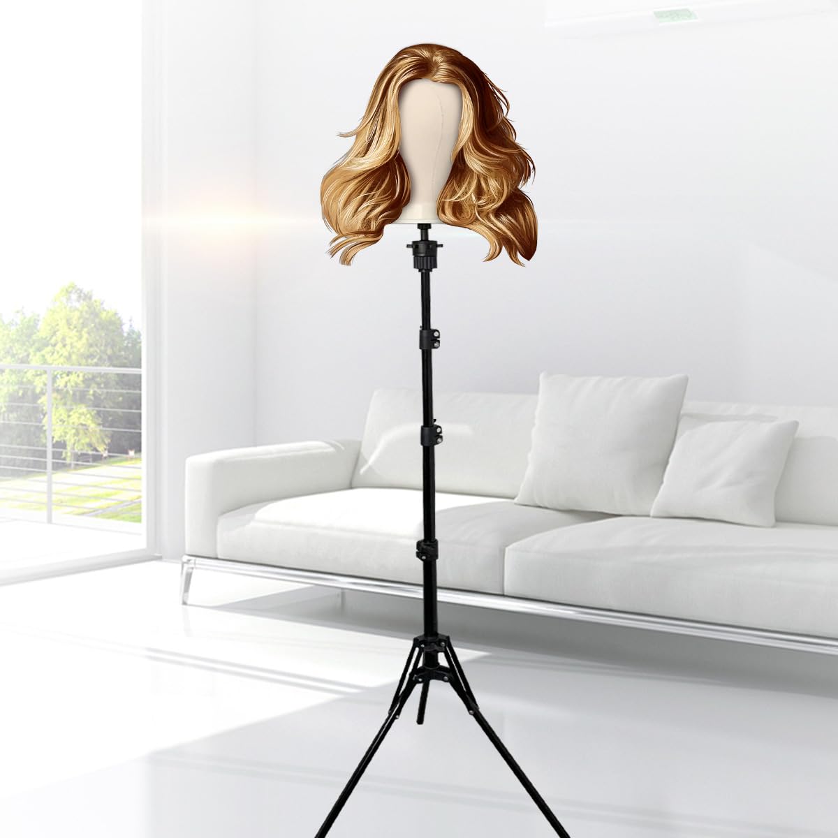 Ginogend Upgrade Mannequin Head Stand, Adjustable Foldable Wig Stand Tripod, Reinforced Metal Mannequin Head Tripod Stand for Cosmetology Hairdressing Training