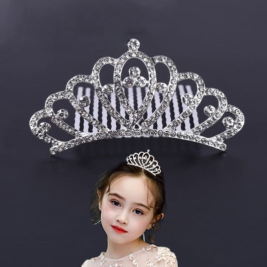 SUKPSY Crystal Rhinestone Crown Tiara for Girls and Kids, Princess Headbands Comb Hair Accessories Bride Wedding Headpieces for Birthday Wedding Prom Party (Comb)