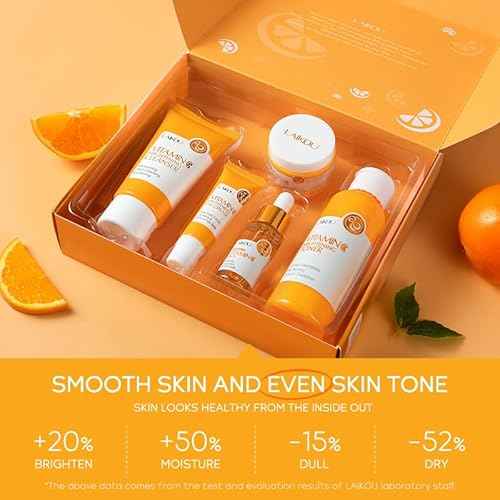 5Pcs Skincare Gift Set for Teenage Girls, Vitamin C Face Skin Care Kit With Cleanser, Toner, Face Serum, Eye Cream, Cream, Travel Skin Care Sets & Kits, Hydrating Facial Kit Skincare Set for Women Men