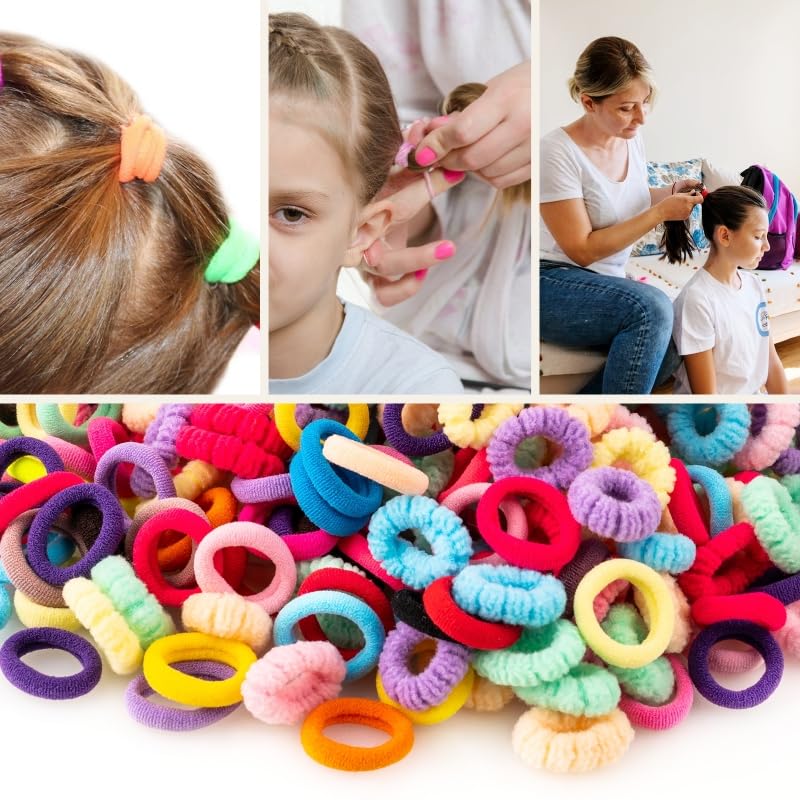 360pcs Toddler Hair Ties, No Damage Cotton Elastics for Baby & Kids