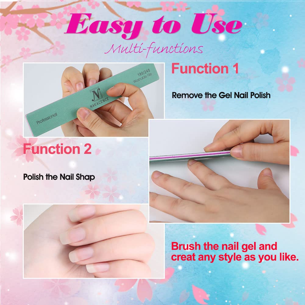 Nail file and Buffer 180/240 Grit Professional Emery Boards for Nails, Double Sides Washable Durable Dustless Nail File for Nail Art DIY or Nail Manicure Salon