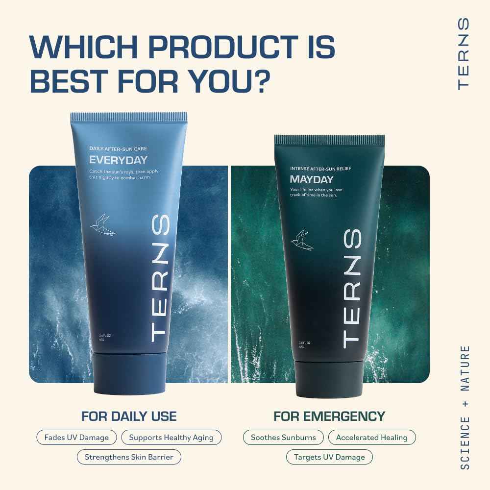 TERNS Everyday Lightweight Daily After Sun Moisturizer – Hydrating, Dermatologist Approved – Marine-Powered Skincare for Active Skin, Paraben Free 3.4 oz
