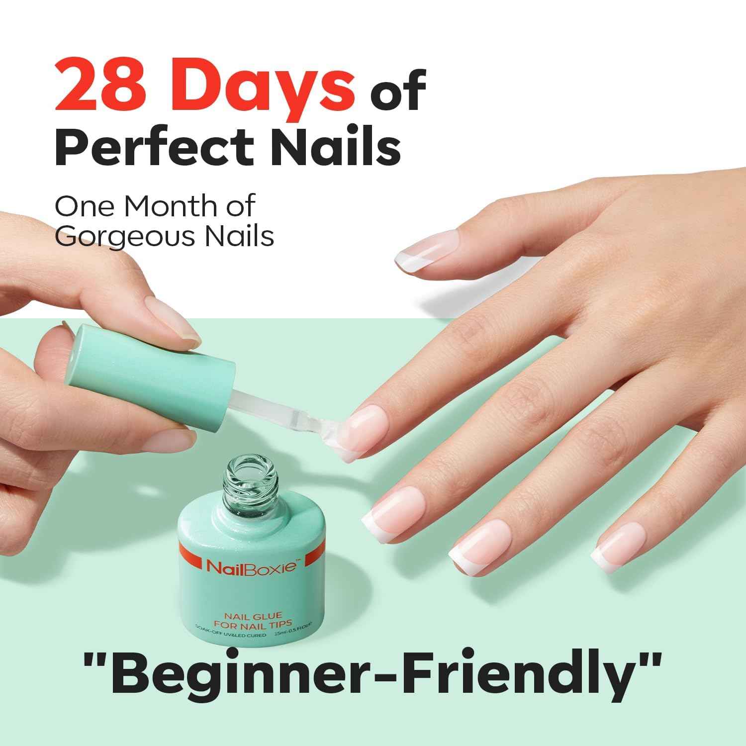 modelones Nail Glue for Press Ons, Clear Tips, Acrylic Nails, Need U V Light Cured, 15ML