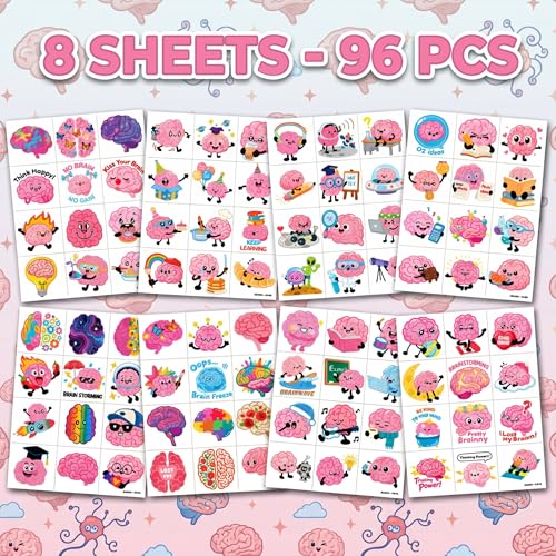 96 PCS Brain Temporary Tattoos for Kids - Party Favors