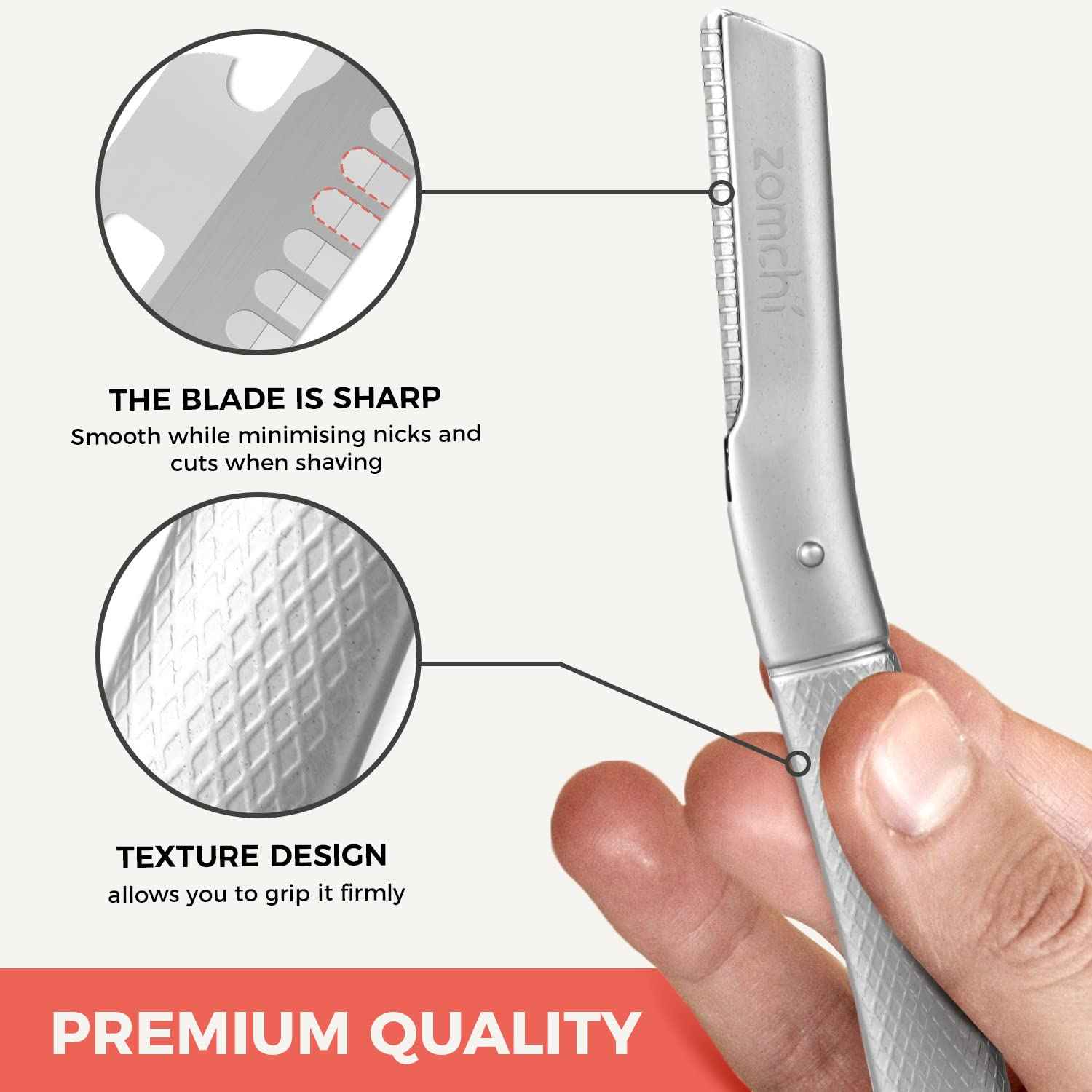 Upgrade Metallic Blue Finish Eyebrow Razor with Silver Eyebrow Razor