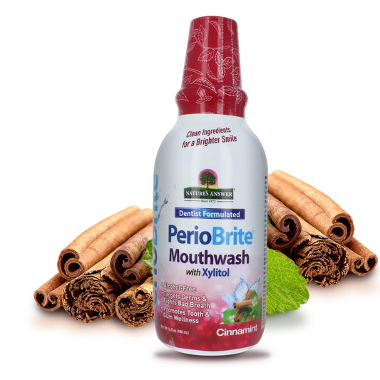 Nature's Answer PerioBrite Alcohol-Free Mouthwash, Cinnamon, 16-Fluid Ounce | Whitens Teeth | Freshens Breath | Removes Plaque | Minimizes Dry Mouth (Pack of 2)