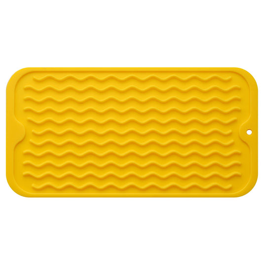 MicoYang Silicone Dish Drying Mat for Multiple Usage,Easy clean,Eco-friendly,Heat-resistant Silicone Mat for Kitchen Counter,Sink,Bar,Bottle,or Cup Yellow S 12 inches x 6 inches