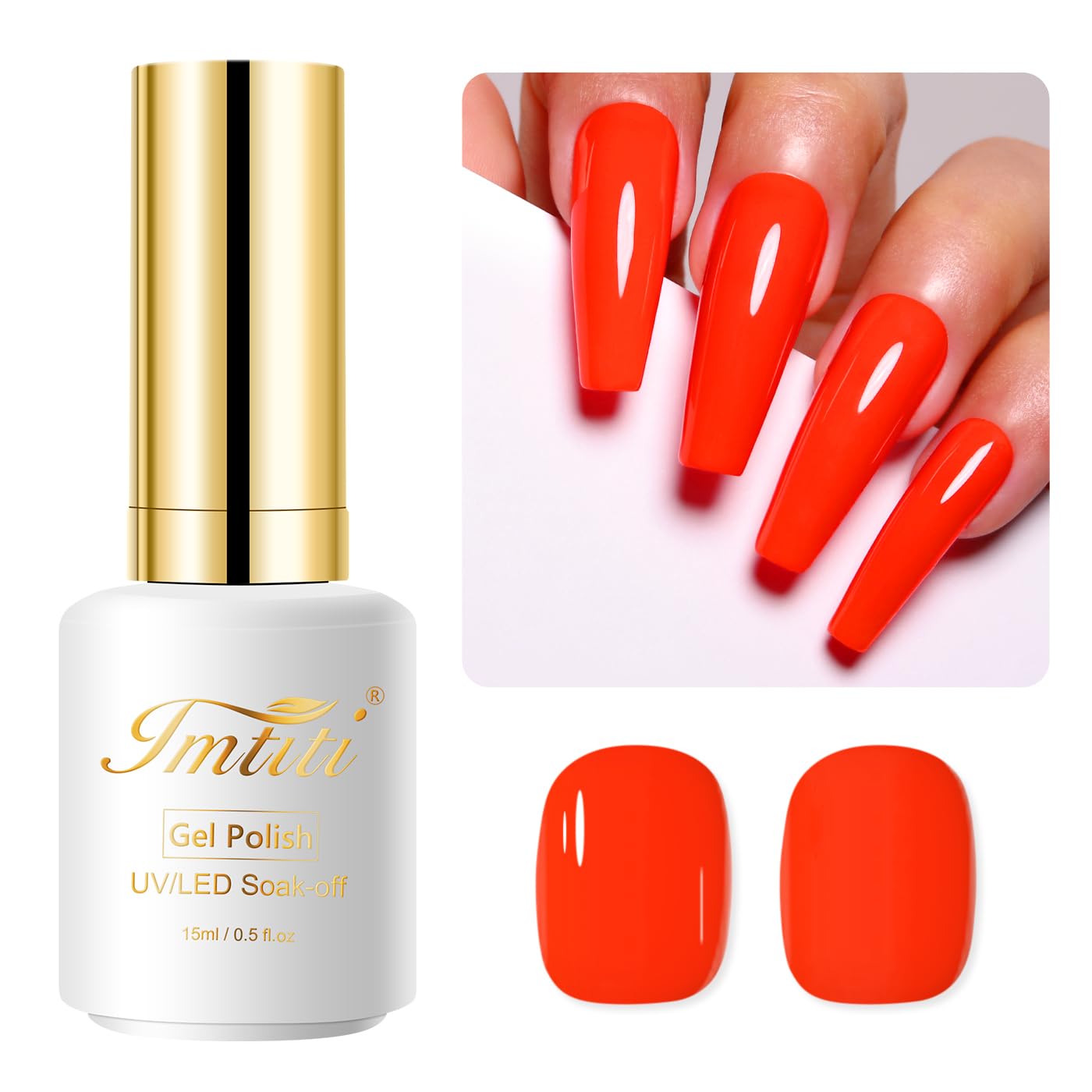 Imtiti Neon Gel Nail Polish, 15ML Orange Red Gel Polish Autumn Winter Gel Nail Polish Soak Off LED UV Nail Gel Polish DIY Nail Art Starter Manicure Salon Gel Nail Kit