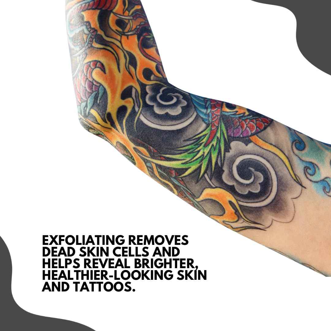 Inkhance Exfoliating Mitt – Skin Softener Glove for Tattoo Prep, Old Tattoo Enhancing, Dry Skin, Keratosis Pilaris, Ingrown Hairs, Strawberry Legs – Smooth Skin & Lymphatic Drainage Support