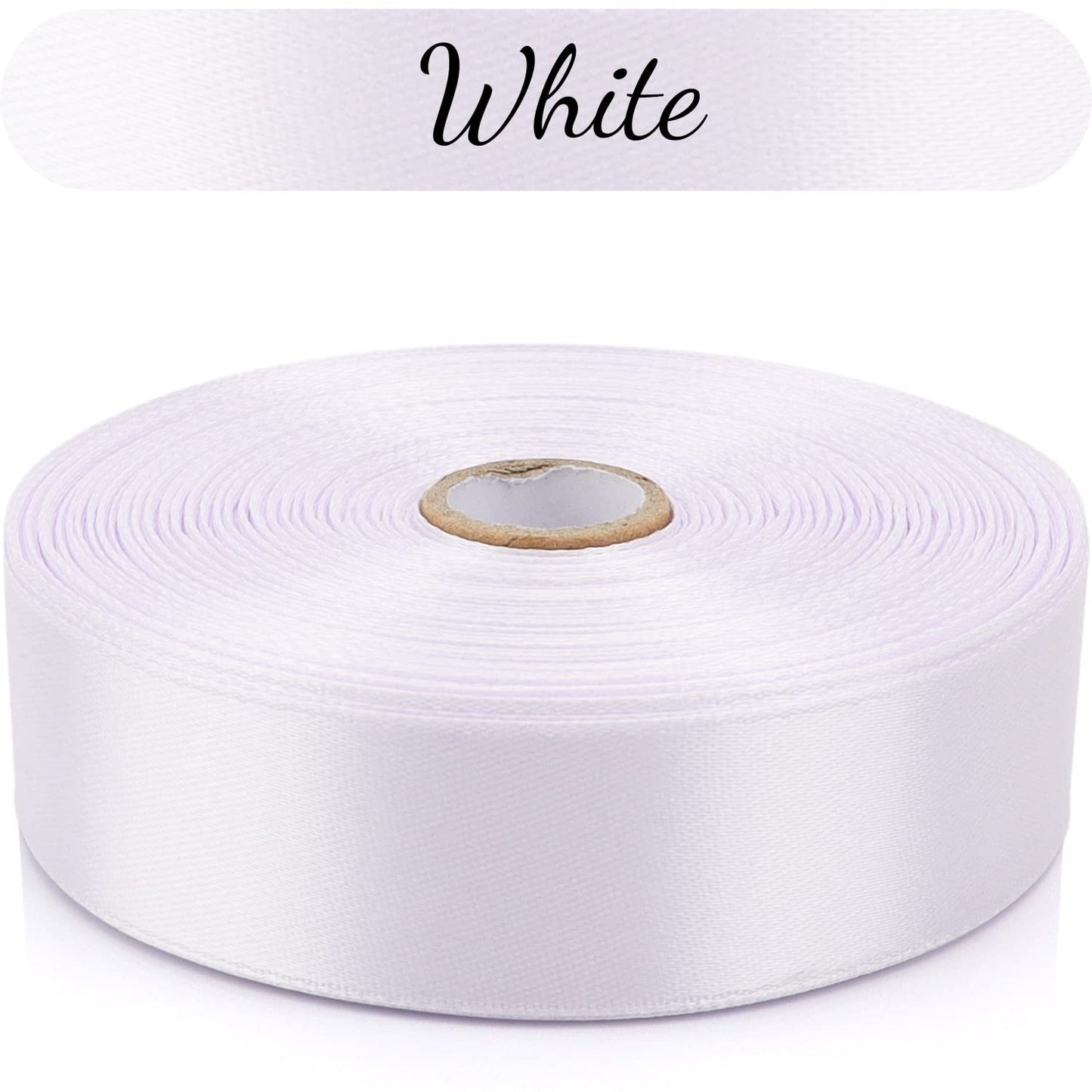 Nsilu 1 inch, White Ribbon for Gift Wrapping 50 Yards Perfect Wedding Party Wreath Sewing DIY Hair Accessories Decoration Floral Hair Balloons Other Projects