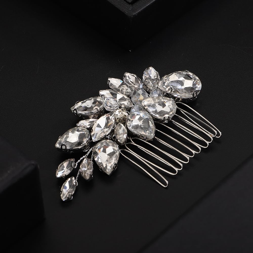 Teyglen Hair Comb, Silver Rhinestone Wedding Hair Piece, Crystal Bridal Hair Comb, Sparkly Rhinestone Headpiece, Hair Accessories for Women and Girls