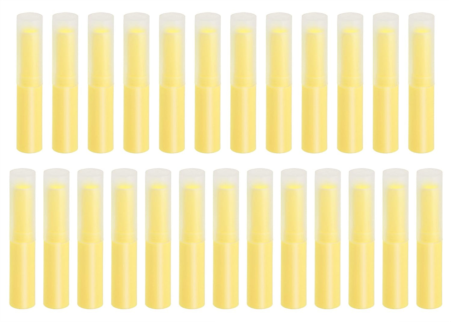 Mini Skater 0.14oz Empty Flavored Lip Balm Container Tubes Plastic Homemade Moisturizing Lip Stick with Caps Bulk Fit for Women Adult DIY Making Supplies, 25 Count (Yellow)