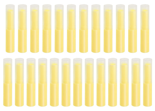 Mini Skater 0.14oz Empty Flavored Lip Balm Container Tubes Plastic Homemade Moisturizing Lip Stick with Caps Bulk Fit for Women Adult DIY Making Supplies, 25 Count (Yellow)