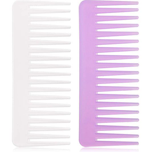 Large Detangling Comb for Curly, Wet or Dry Hair - Wide Tooth Styling and Shampoo Comb, No Handle (Purple, White)